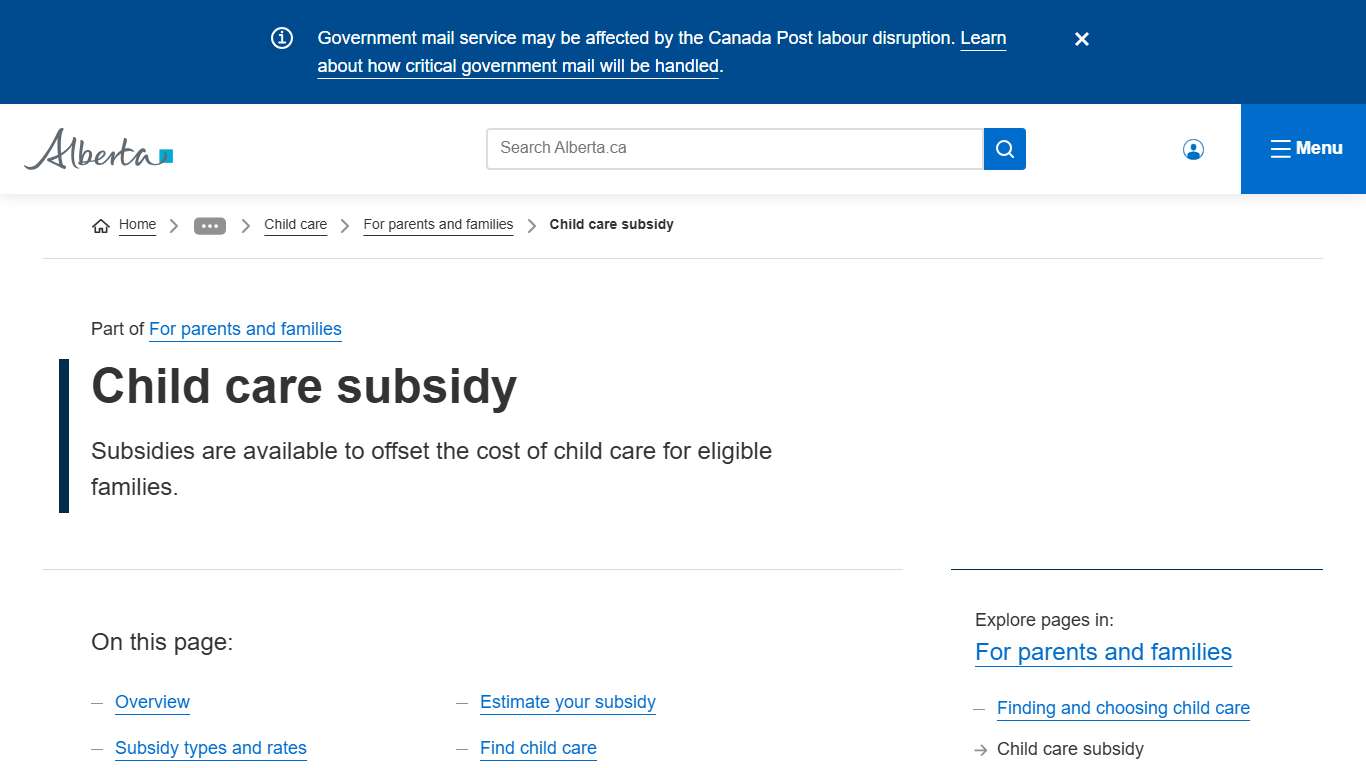Child care subsidy | Alberta.ca